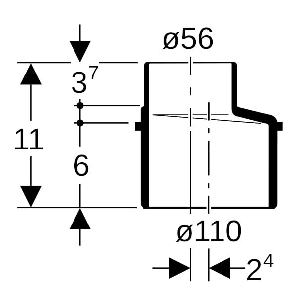 Geberit Silent-db20 Reduktion exzentrisch d110/56