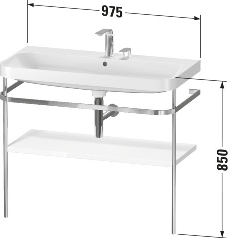 Duravit Metallkonsole bodenst. m. HD.2 Plus 850x975x490mm, Weiß Hochglanz, 2 HL