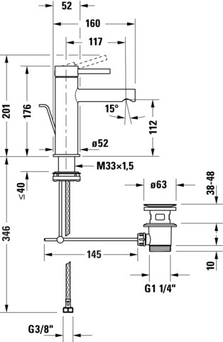 Duravit Circle Einhebel Waschtischmischer M mit Zugstange, Chrom HG
