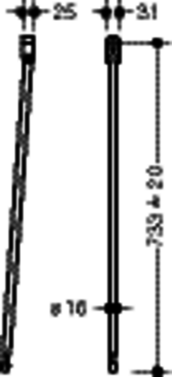 HEWI Bodenstütze f.SK-Griffe 950.50., L:733mm, Edst., Anb. farbig signalweiß