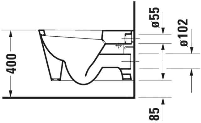 DU Wand-WC Starck 1 575 mm Tiefspüler, Durafix, weiß WonderGliss