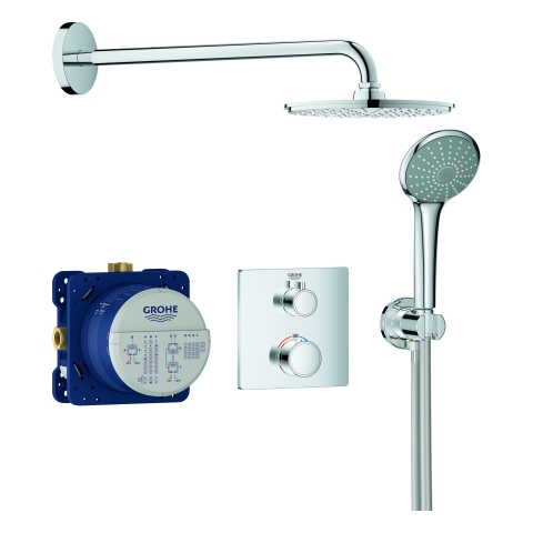 GROHE UP-Duschsystem Grohtherm 34734 mit FMS eck./SmartBox/Kopfb./Brauseset chrom