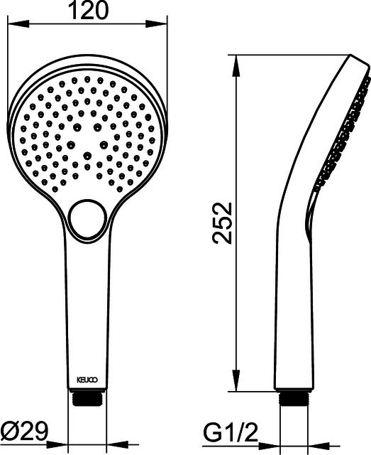 KEUCO Handbrause IXMO 59580 mit 3-Strahlarten sw-chr. geb.
