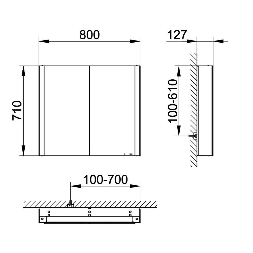 KEUCO SPS Somaris 14502, VB 800x710x128mm verspgl.