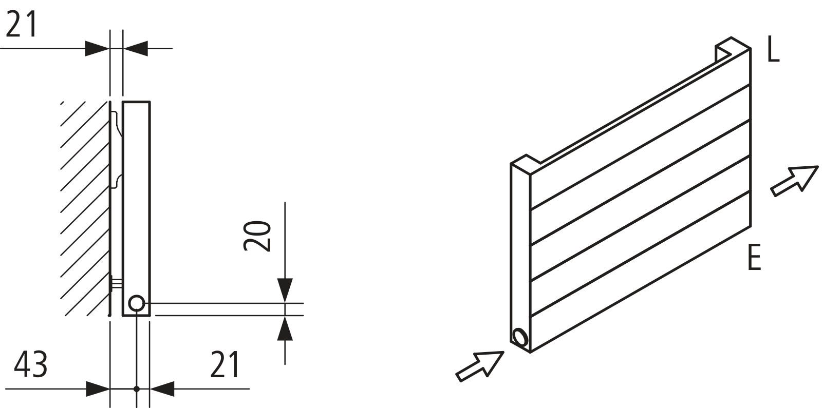 Kermi Heizwand HHN Typ10 BH490x43x500mm QN264, RAL9016, 6bar, o. Abd, ANB12