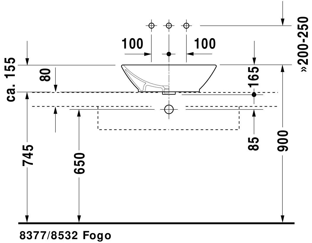 DU ASB Design Classics Bacino 550 mm rechteckig, mit ÜL, ohne HLB, weiß