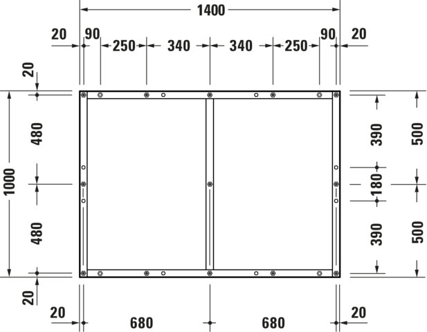 DU Fußgestell für Duschwanne Tempano 1400x1000mm