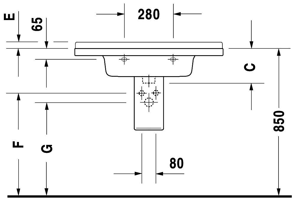 DU Möbelwaschtisch Starck 3 1050 mm mit ÜL, mit HLB, 1 HL, weiß WonderGliss