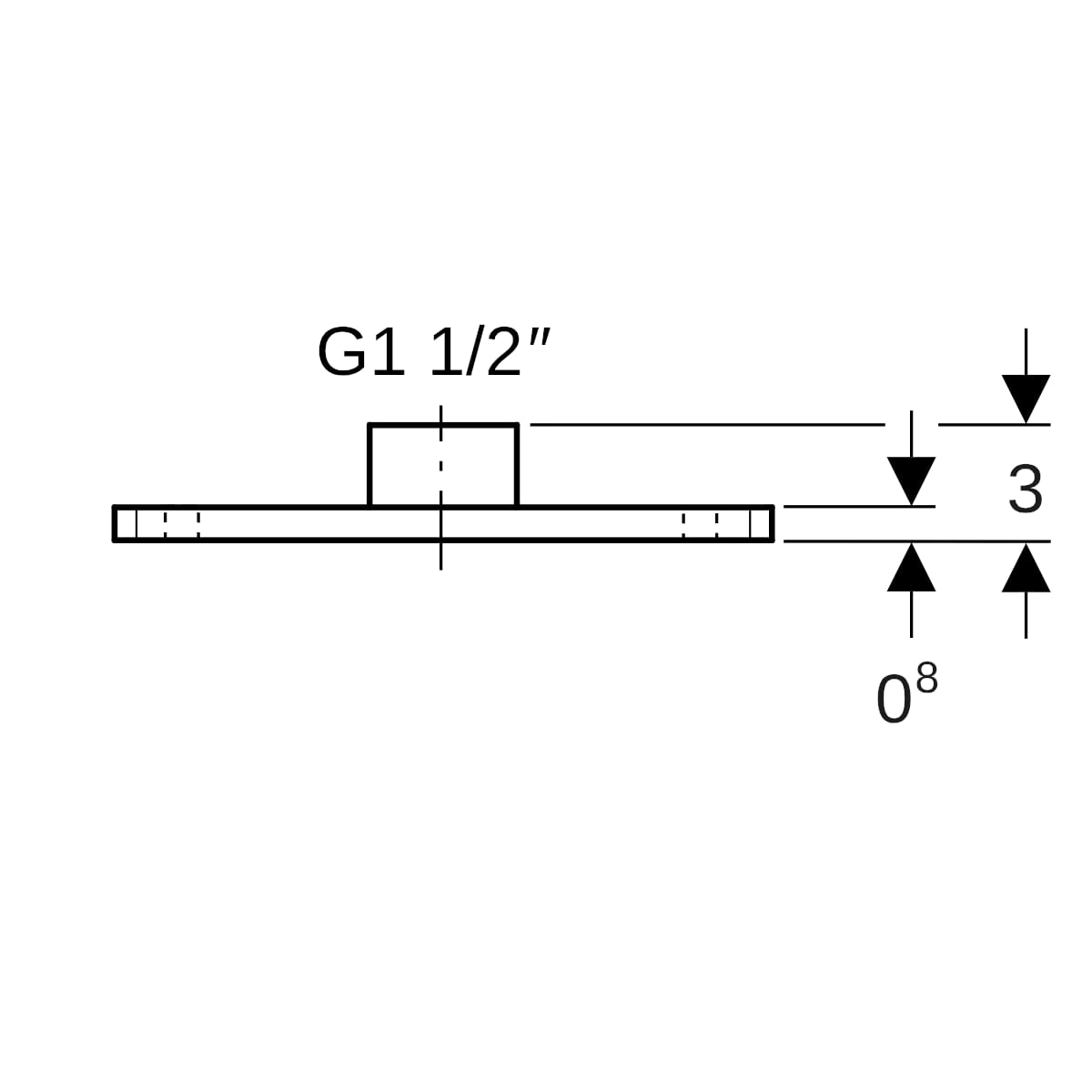 Geberit Grundplatte rechteckig, 2-Loch mit Gewindemuffe G1 1/2, verzinkt