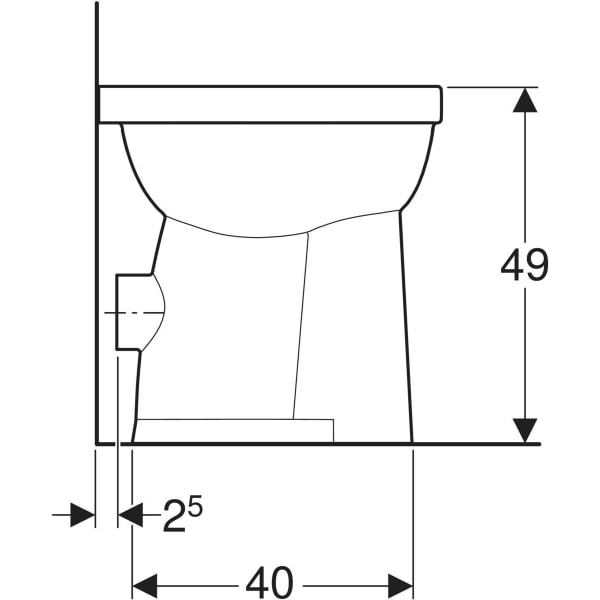 Geberit Renova Comfort Stand-WC Flachspüler erhöht, Abgang horizontal, weiß