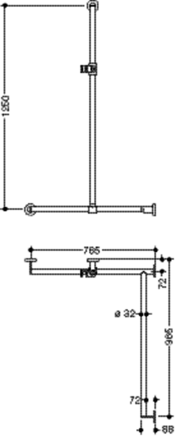 HEWI DUHA,d:32,re,A1:1250,W1:765,W2: 965,plvb,Br.H.Kst. weiß tiefmatt