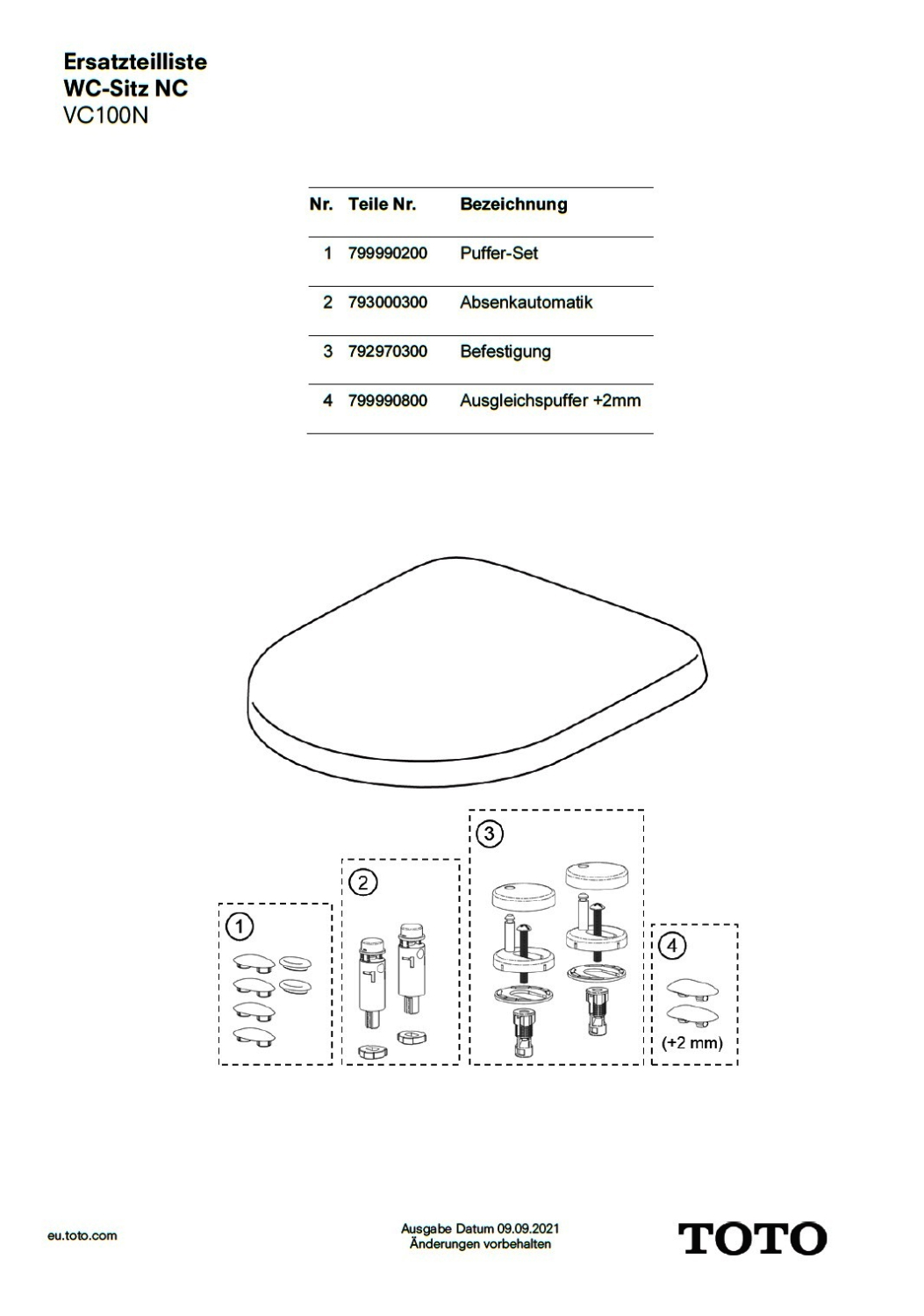 Befestigung Standard für WC-Sitz