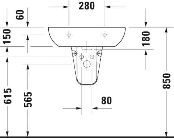 DU Waschtisch D-Code 600 mm mit ÜL, mit HLB, 1 HL, weiß
