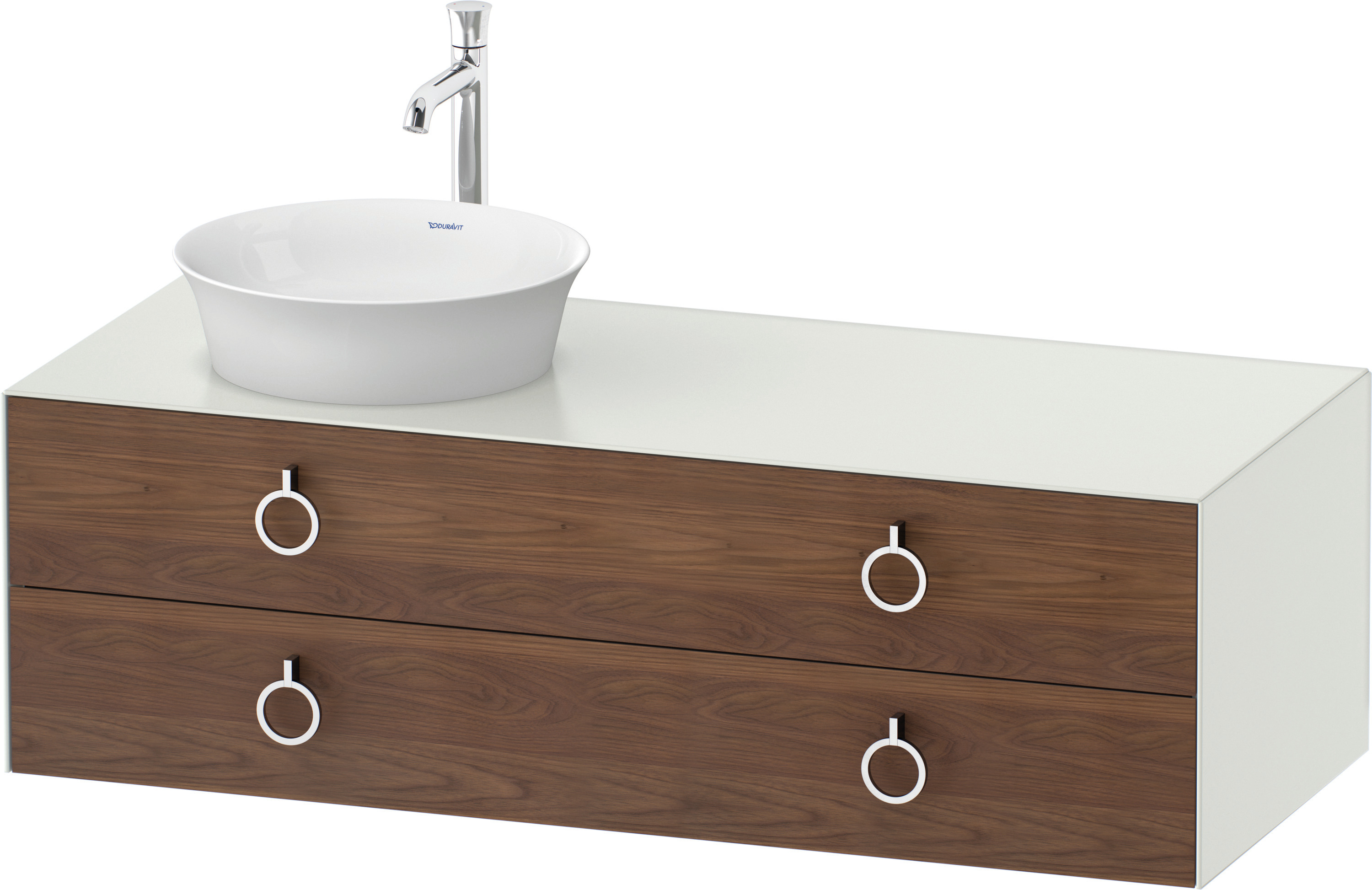 Duravit WTU wandh.White Tulip,2Schk.,m.Griff Aus.l,408x1300x550,A.Nussb.M./Weiß Sdm