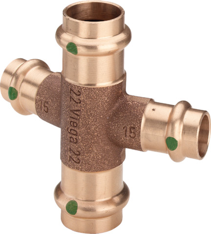 Viega Kreuzstück mit SC Profipress Therm 2247 in 22x15mm Rotguss