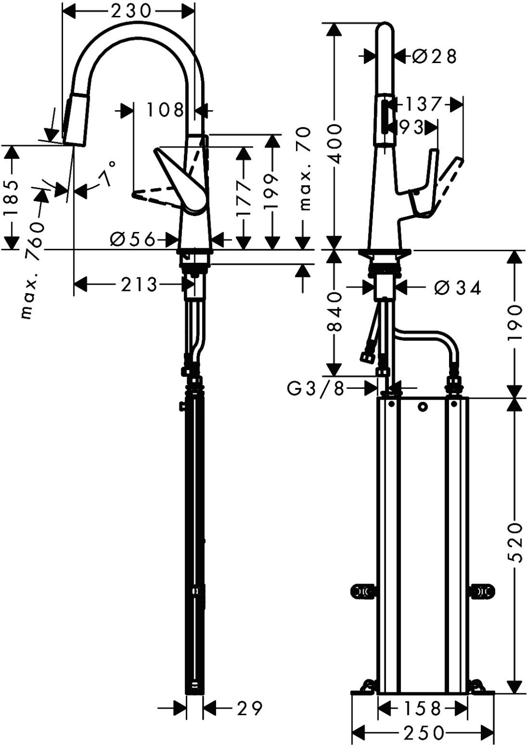 Hansgrohe Spültischmischer 200 Talis M51 Ausziehbrause 2jet sBox chrom