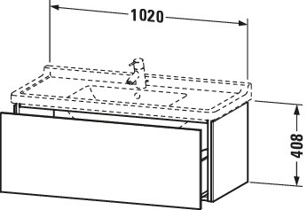 Duravit WTU wandh. L-Cube 469x1020x408mm 1 Auszug, 030410, Betongrau Matt
