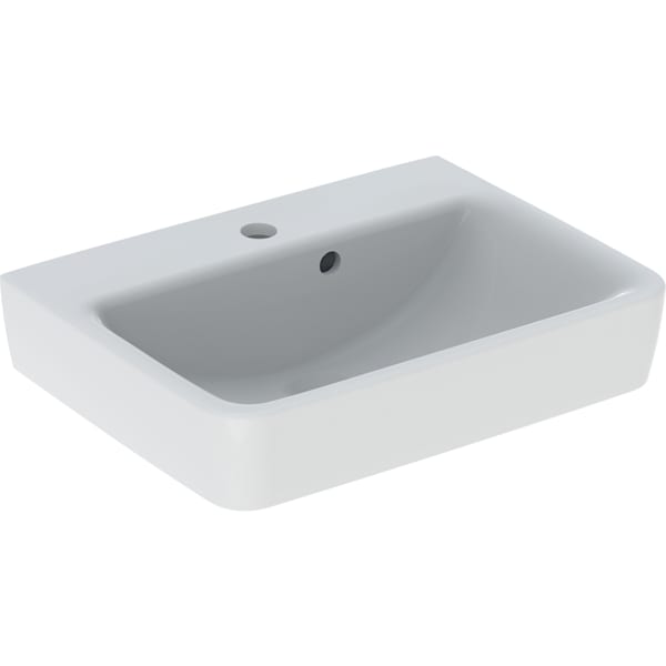 Geberit Renova Plan Aufsatz-HWB 50x38cm mit Hahnloch, mit Überlauf, weiß