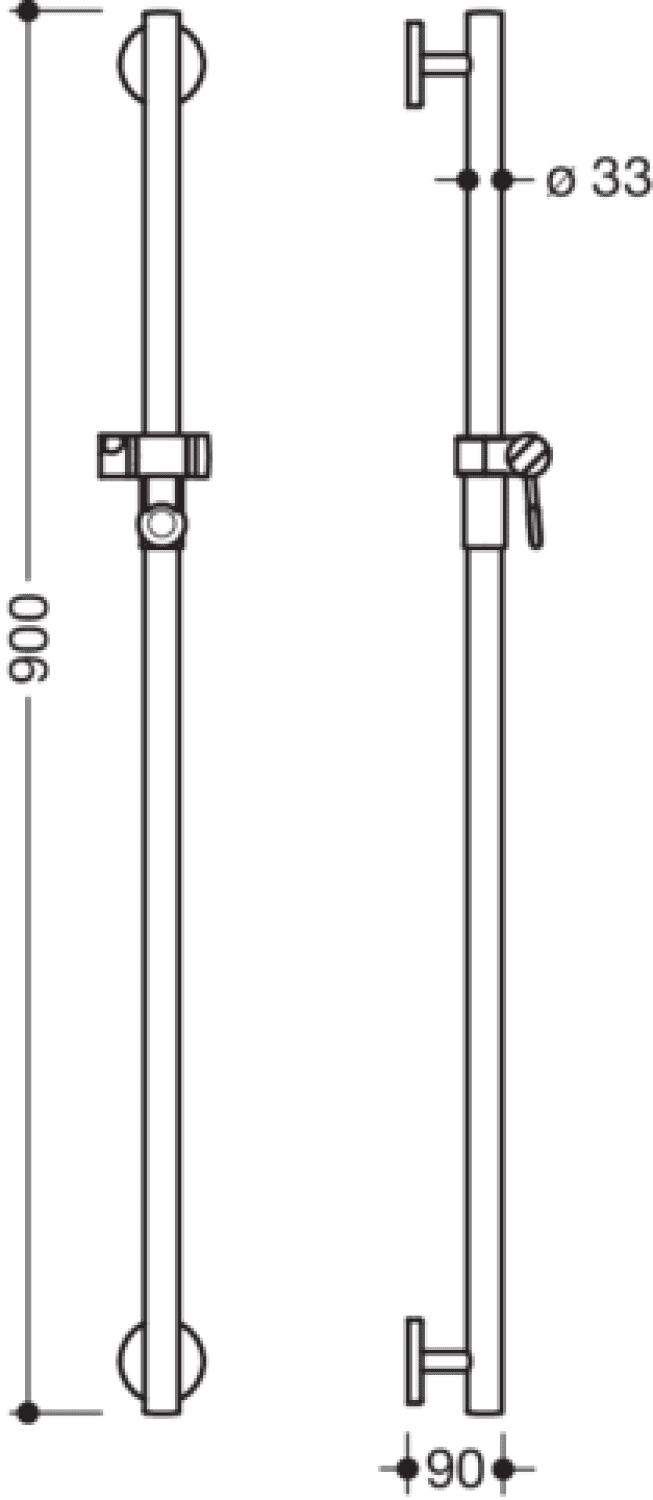 HEWI Br.H.Stg. mit Br.H., signalweiß, L:900,d:33, Kst., chromoptisch besch.