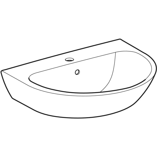Geberit Renova Waschtisch, 65x50cm m. Hl. mittig, m. Ül., weiß, KeraTect