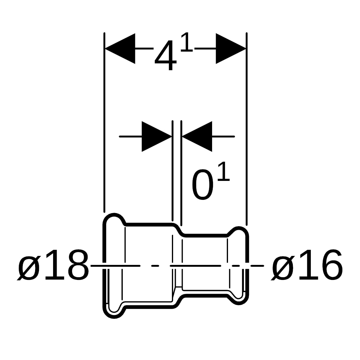 Geberit Mapress Kupfer Übergangsmuffe Rg d18-16