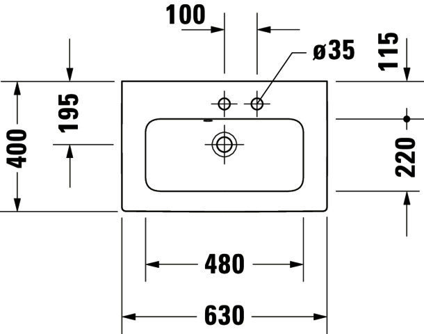 DU MWT compact ME by Starck 630mm, Weiß Seidenmatt, mit ÜL, mit HLB, 1 HL