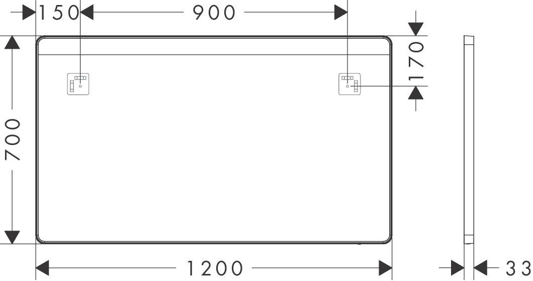 Hansgrohe Spiegel Xarita Lite Q 1200/30  m.hor.LED Beleuchtung Wandschalter MSW