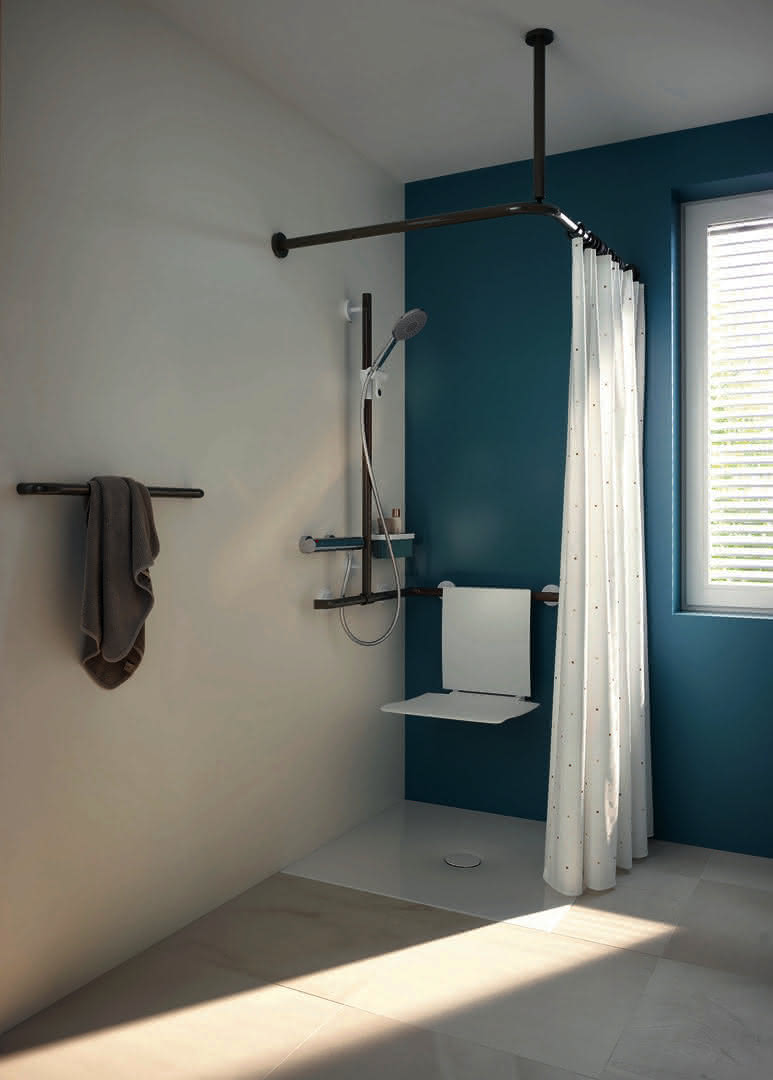 HEWI Badetuchhalter Ser 477, AM:570 o. Rosetten stahlblau
