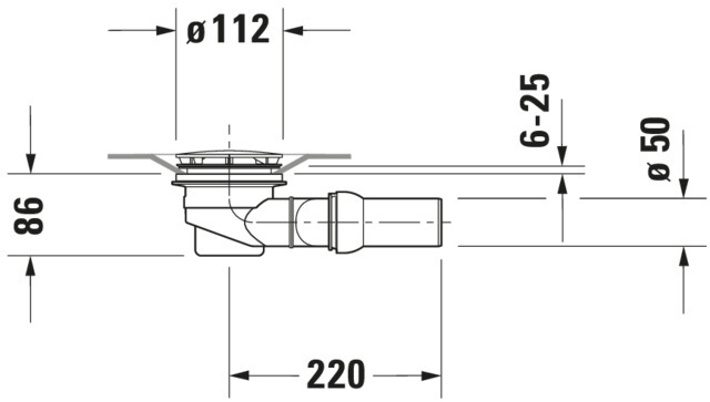 DU Duschwannenablauf, Abgang waagrecht Ablaufdurchmesser 90mm, chrom