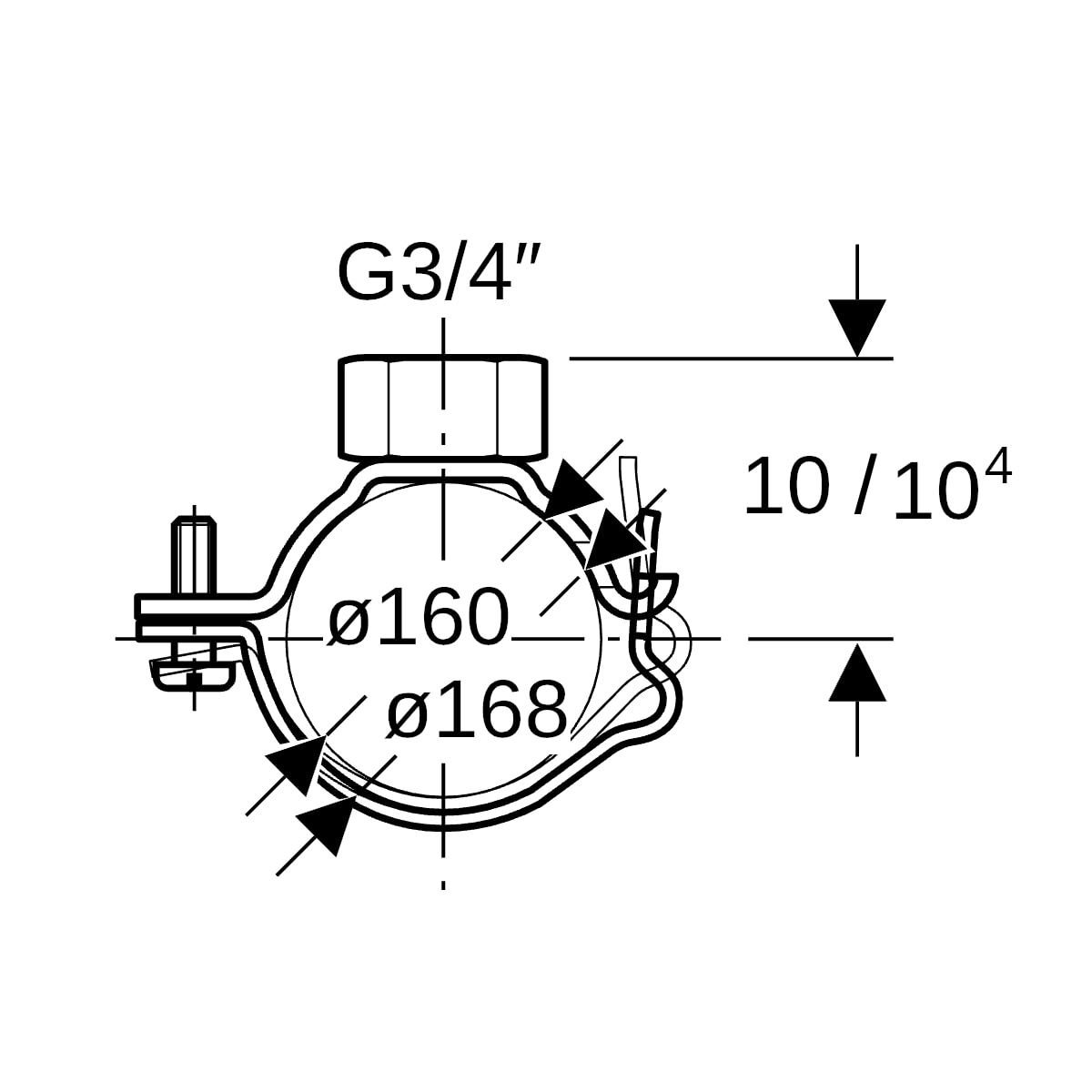 Geberit Rohrschelle d160/168 G3/4 verstellbar