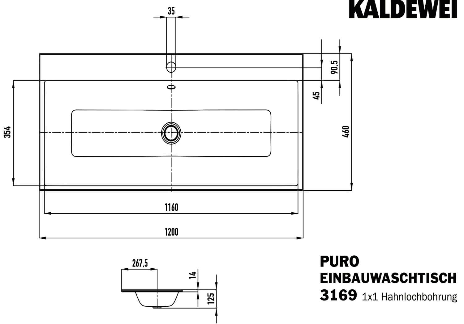KA WB PURO Mod.3169,1200x460mm,alpwe, PEFF,AD,m. 1HL,mÜL,alpwe