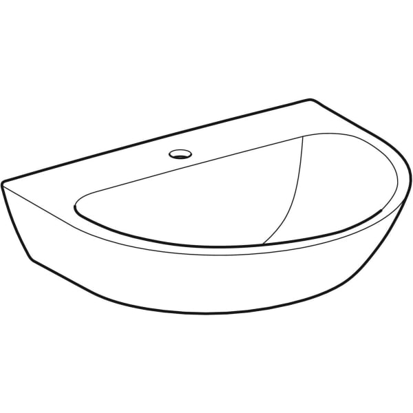 Geberit Renova Waschtisch, 60x48cm m. Hl. mittig, o. Ül., weiß, KeraTect