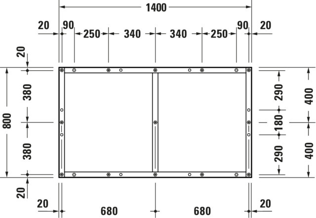 DU Fußgestell für Duschwanne Tempano 1400x800mm
