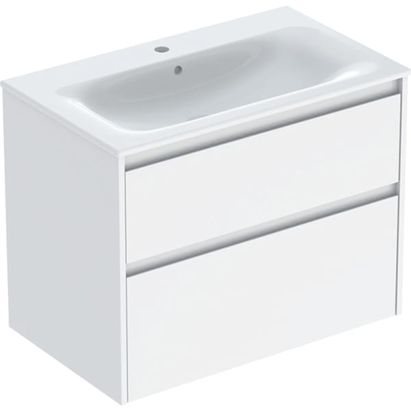 Geberit Renova Plan Set MWT mit US, 2 Schubl. 80x62,1x48cm, weiß/l. sdgla. / KeraTect