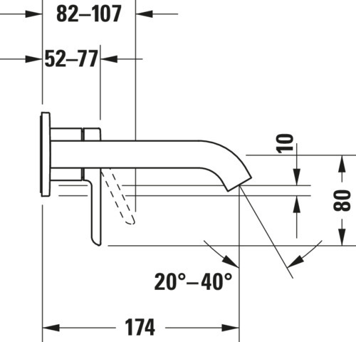 DU C.1 Einhebel-Waschtischmischer, UP Ausl.174mm,ohne Zugstange, Chrom HG