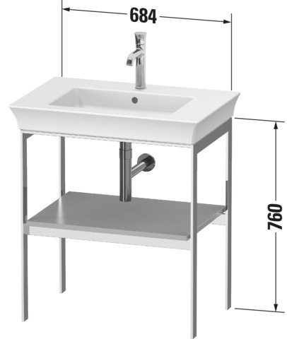 Duravit Metallkonsole bodenst. White Tulip 760x684x450mm, Am. Nussbaum Massiv
