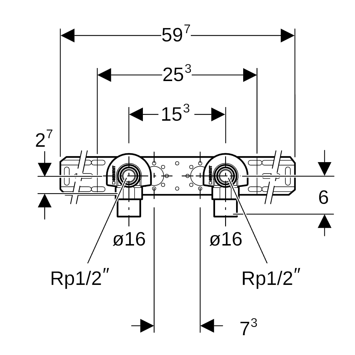 Geberit FlowFit Anschlusswinkel 90Gr vormont. gedämmt 2-fach Rg+ d16-Rp1/2 L:52mm