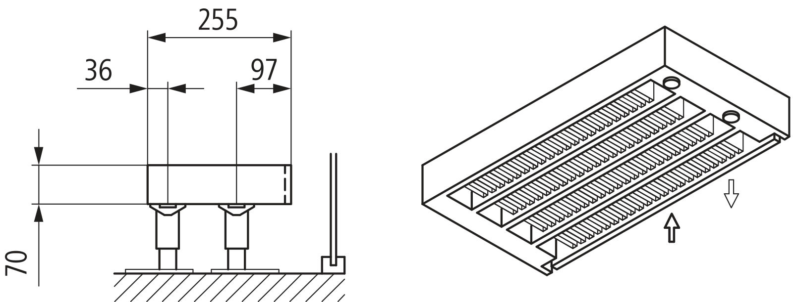 Kermi Kon m. Str. Typ44 BH280x255x1600 QN3467, weiß, 6bar, m. Abd., AB Uni.