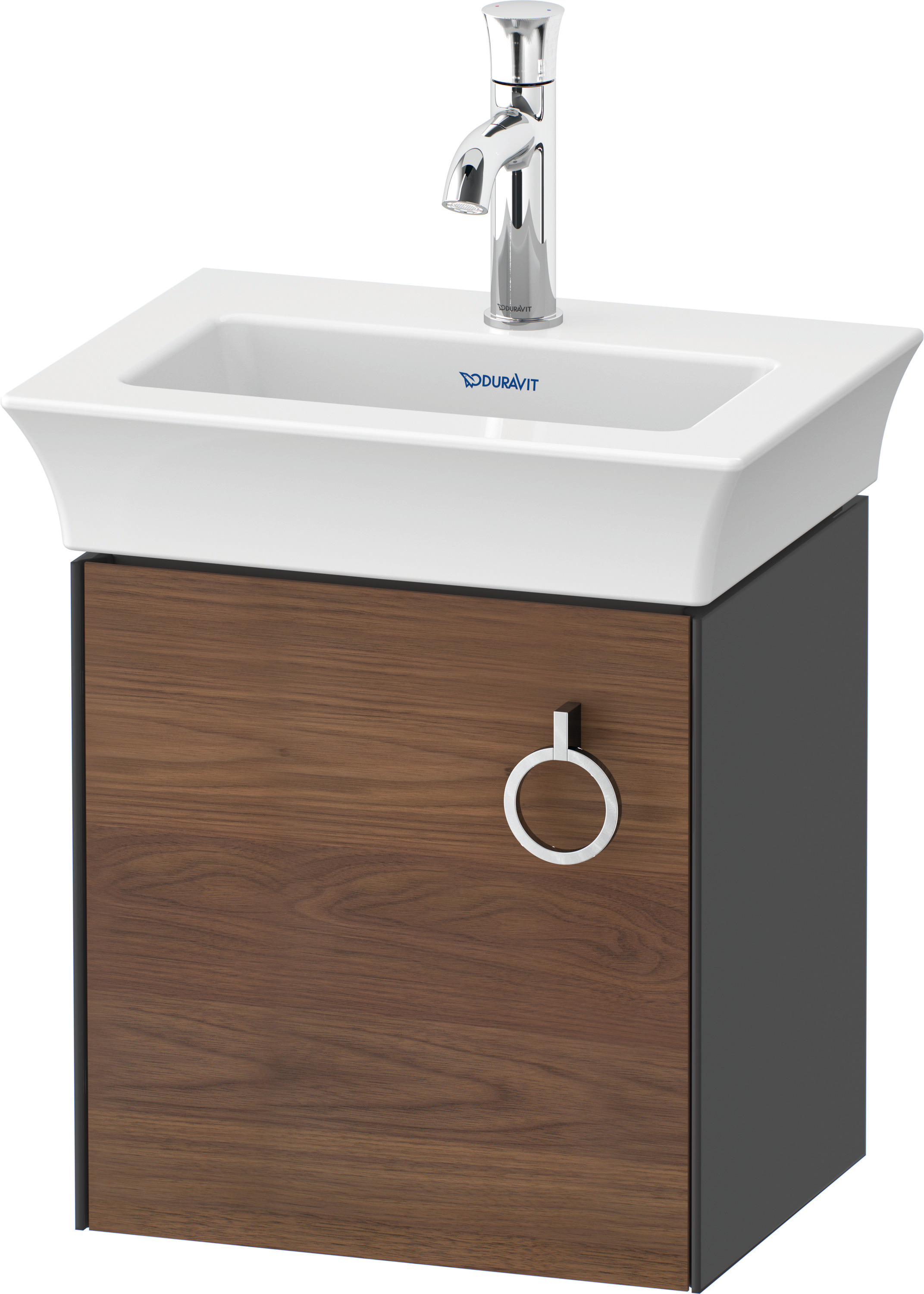 Duravit WTU wandh. White Tulip,1 Tür m.Griff 410x384x298,TA l.,Am.Nussb.M./Graph.HGL