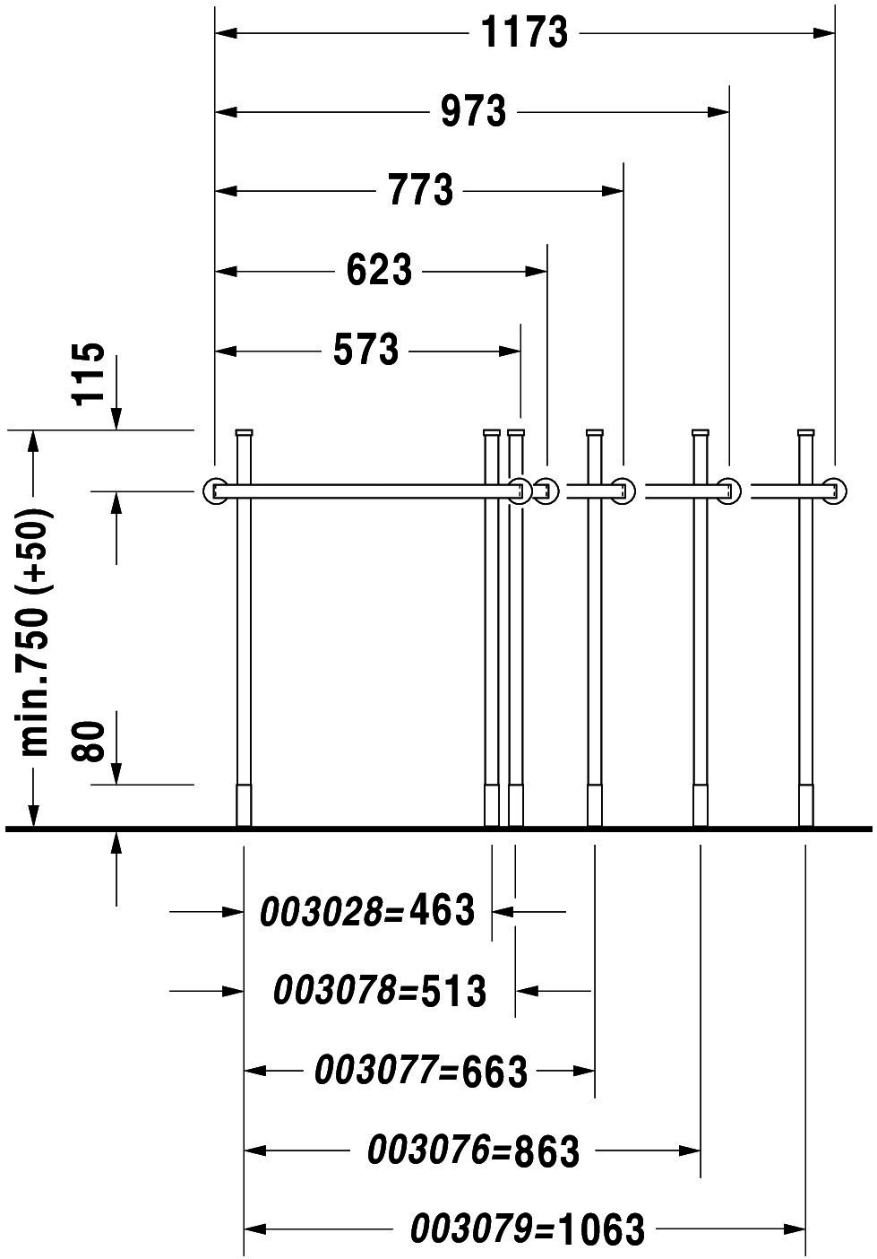DU Metallkonsole Happy D.2 für 231880, höhenverstellbar, Chrom