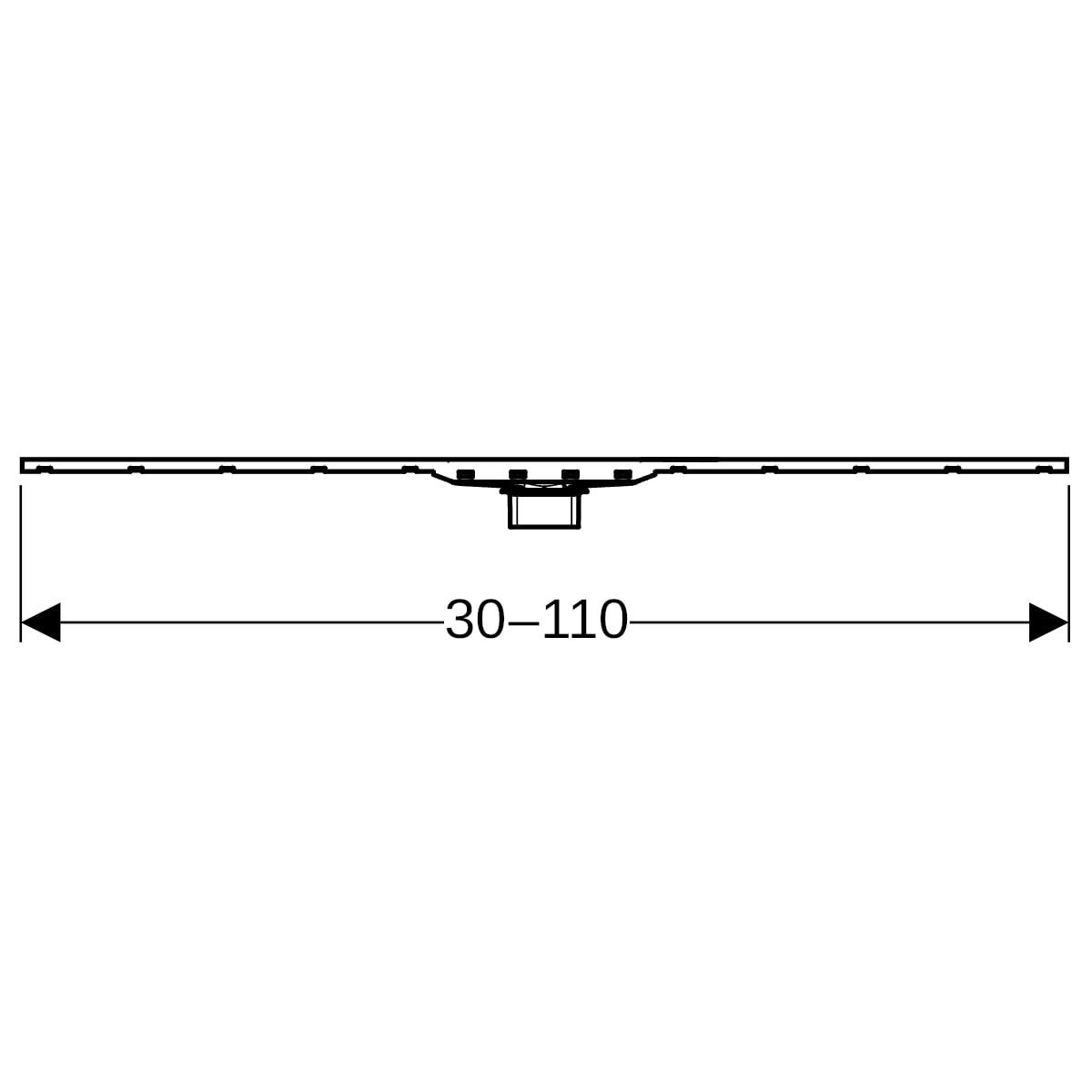 Geberit CleanLine80 Duschrinne 30-110cm schwarzchrom / gebürstet