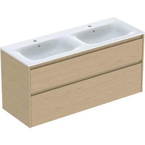 Geberit Renova Plan Set DMWT m. US, 2 Schubl. 130x62,1x48cm, Eiche natur