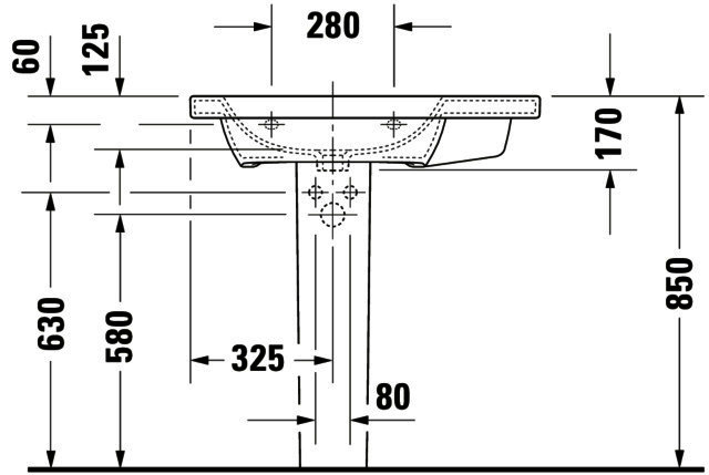DU Möbelwaschtisch DuraStyle 800 mm m.ÜL, m.HLB, 1 HL, Becken li., weiß