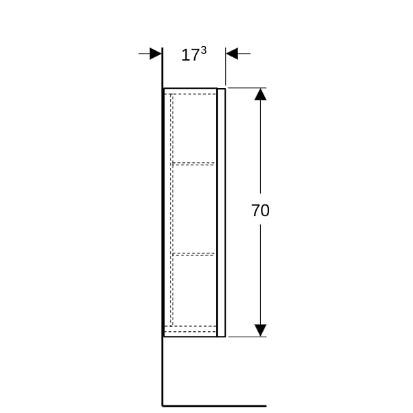 Geberit Renova Plan Hängeschrank m. 1 Tür 39x70x17,3cm, lava