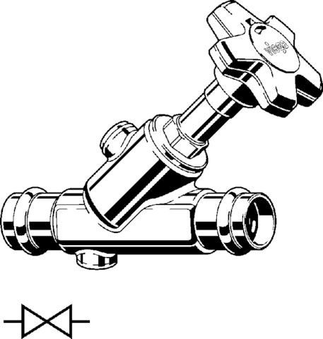 Viega Schrägsitzventil mit SC Easytop 2237.5 in 28mm Rotguss