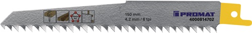 Säbelsägeblatt L.150mm B.19mm TPI 6 4,2mm gefr.,geschr.,schräg gesch.5 Säbelsägeblatt L.150mm B.19mm TPI 6 4,2mm gefr.,geschr.,schräg gesch.5