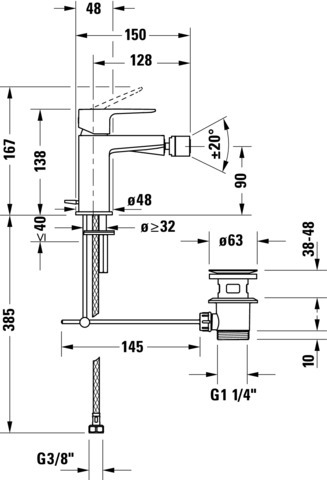 Duravit Manhattan Einh.-Bidetmischer Chrom HG
