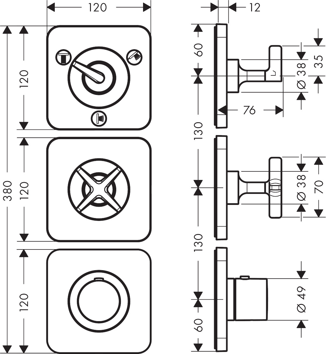 Hansgrohe Thermostatmodul Unterputz Axor Citterio E Fertigset 3 Verbraucher BRG