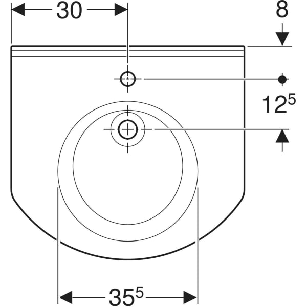 Geberit Publica WT, rundes Design 60x55cm, m. Hl., o. Ül., weiß