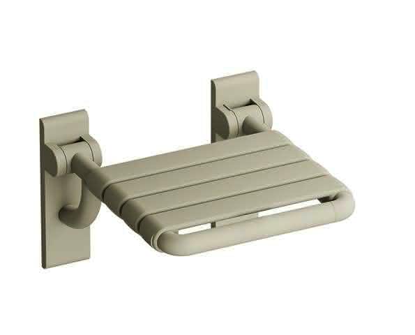HEWI Klappsitz Ser 801,matt,m.Gabelg., B:478 mm, H:259 mm, T:428 mm reinweiß